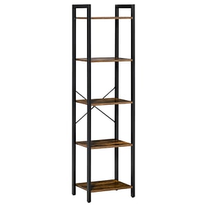 Biblioteca in stil industrial HomCom, 40 x 30 x 154 cm, Lemn/Otel, Maro