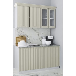 Set bucatarie cu soft-close si fronturi MDF Badenmob, seria Space, 140cm, Crem