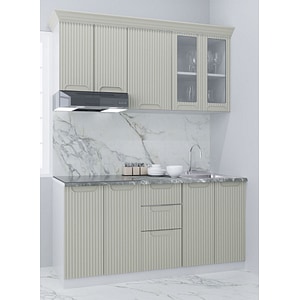 Set bucatarie cu soft-close si fronturi MDF Badenmob, seria Space, 160.01cm, Crem