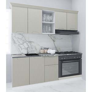Set bucatarie cu soft-close si fronturi MDF Badenmob, seria Space, 180.01cm, Crem