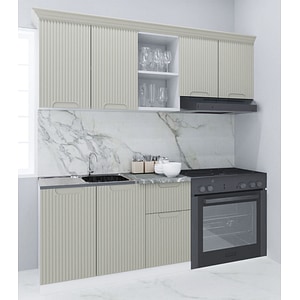 Set bucatarie cu soft-close si fronturi MDF Badenmob, seria Space, 180cm, Crem