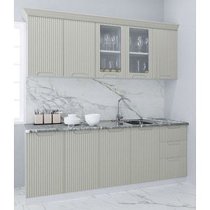 Set bucatarie cu soft-close si fronturi MDF Badenmob, seria Space, 200.02cm, Crem