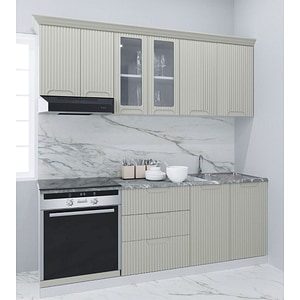 Set bucatarie cu soft-close si fronturi MDF Badenmob, seria Space, 200.01cm, Crem