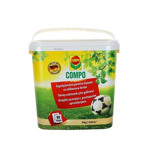Ingrasamant gazon Compo, granulat, contine azot, suprafata de acoperire 320 mp, 8 kg