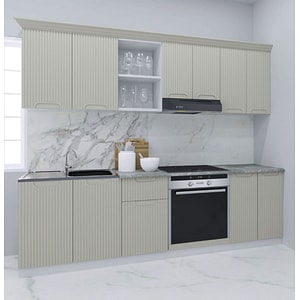 Set bucatarie cu soft-close si fronturi MDF Badenmob, seria Space, 240.01cm, Crem