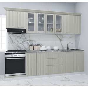 Set bucatarie cu soft-close si fronturi MDF Badenmob, seria Space, 260.02cm, Crem