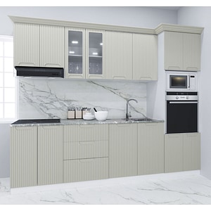 Set bucatarie cu soft-close si fronturi MDF Badenmob, seria Space, 260cm, Crem