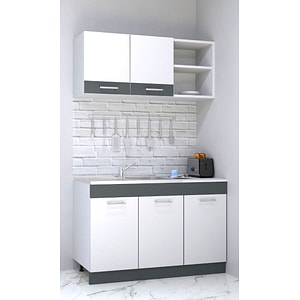 Set mobilier de bucatarie Badenmob seria Sarona, 120cm, Alb/Antracit
