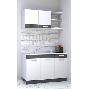 Set mobilier de bucatarie Badenmob, seria Sarona, 120.01x50cm, alb/antracit