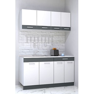 Set mobilier de bucatarie Badenmob, seria Sarona 140,02x190x52cm, alb/antracit