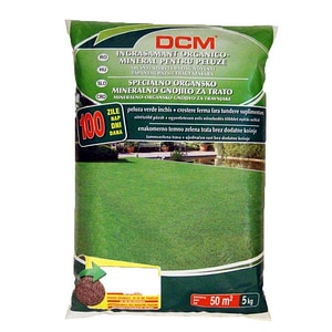 Ingrasamant gazon DCM, organic, granulat, fertilizare de baza, de indreptare si de intretinere al peluzei, 5 kg