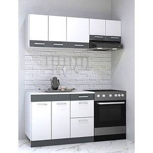 Set mobila de bucatarie BADENMOB, SERIA sarona 160x190x52cm, alb/antracit