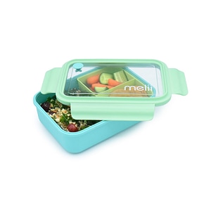 Cutie de pranz Melli, Bento, 1250 ml, Compartiment detasabil, Albastru/Mint/Lime