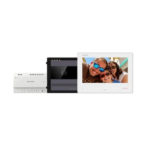 Kit videointerfon Hikvision DS-KIS704EY/Aluminum, 2 MP, WI-Fi, Microfon, Difuzor, Touchscreen, pe 2 fire, IP65, IK08, Montaj aparent/ incastrat