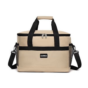 Geanta Frigorifica Sannea CL2016, din poliester, prevazuta cu doua buzunare laterale, 17 L, 34.5x22.5x22 cm, Bej