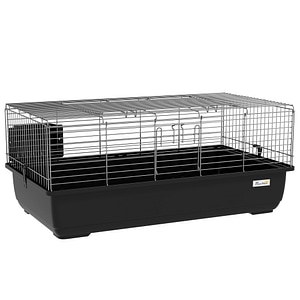 Cusca iepuri PawHut, 100x55x41cm, Metal, Negru-Argintiu