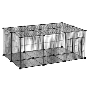 Cusca pentru iepuri si animale mici Pawhut, 105 x 70 x 45 cm, Metal, Negru