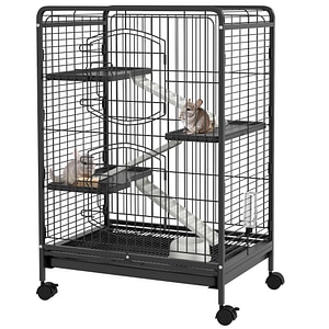 Cusca pentru animale mici PawHut, 64L x 43.5W x 93Acm, Polipropilena/Metal, Negru