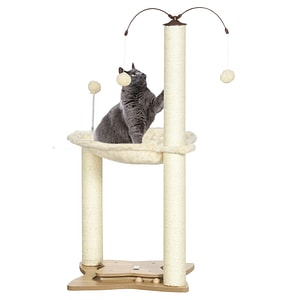 Ansamblu de joaca pentru pisici PawHut, 53.5 x 53.5 x 90 cm, Sisal/MDF, Bej