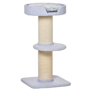 Stalp zgariere pentru pisici cu pat PawHut, 45x45x91cm, Sisal, Bej/Albastru