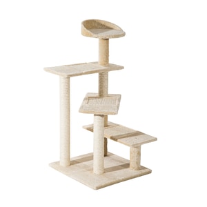 Loc de joaca pentru pisici PawHut, 50 x 50 x 100 cm, PAL/Plush, Bej