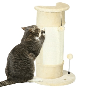 Copac de zgariat pentru pisici de pana la 5kg cu 2 mingi Pawhut, 34x25.5x58cm, PAL, Bej