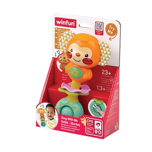 Jucarie zornaitoare Winfun, Maimutica, Cu urechi incretite, 0 luni+