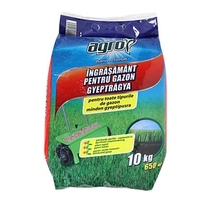 Ingrasamant gazon Agro CS, fara clorizi, granulat combinat, suprafata de acoperire 650 mp, 10kg