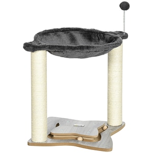 Ansamblu de joaca pisici PawHut, 53.5x53.5x66cm, MDF/Sisal, Alb/Gri