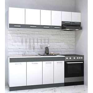 Set mobila de bucatarie BADENMOB, SERIA Sarona 200x190x52cm, alb/antracit
