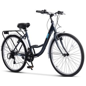 Bicicleta pentru oras tip MTB Rich Alpina JSX2632, frana tip V-Brake fata/spate, roata 26 inch, aparatori noroi fata/spate, portbagaj, 21 Viteze, albastru