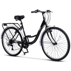 Bicicleta pentru oras tip MTB Rich Alpina JSX2632, frana tip V-Brake fata/spate, roata 26 inch, aparatori noroi fata/spate, portbagaj, 21 Viteze, negru