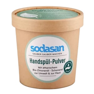 Detergent vase praf Sodasan, Bio, Pentru spalarea manuala, 250 g