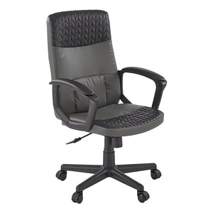 Scaun birou HM Bjorn DRIMUS, piele ecologica, mecanism balans, suport lombar, cotiere tapitate, sarcina maxima 90 kg, gri/negru