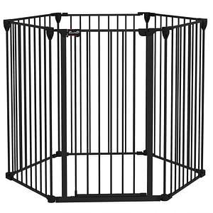 Tarc modular PawHut, 123x102x100 cm, Otel-PP, Negru