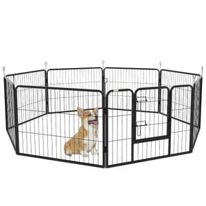 Tarc modular pentru caini PawHut, 80x60cm, Otel, Negru