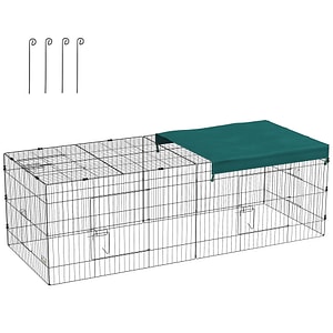 Cusca pentru animale mici cu acoperis Pawhut, 220x85x70cm, Otel, Verde