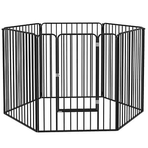 Tarc pentru caini din 6 panouri de interior exterior Pawhut, 164L x 164l x 100H cm, Otel, Negru