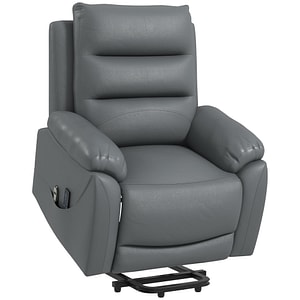 Fotoliu inclinabil pana la 135 HomCom, 91x86x101 cm, Piele PU/Otel, Gri