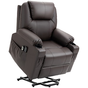 Fotoliu inclinabil pana la 135 HomCom, 50L x 53l x 48H cm, Piele PU,  Maro