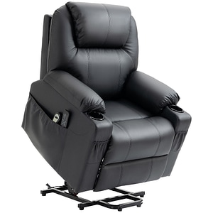 Scaun inclinabil electric pentru varstnici cu telecomanda Homcom, 88L x 92l x 106H cm, Piele PU, Negru