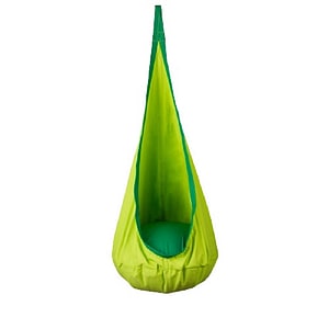 Hamac copii Neo-Sport, tip cocon, material rezistent, perna inclusa, 80kg, carlig inclus, verde, 140x55 cm