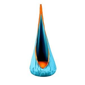 Hamac copii Neo-Sport, tip cocon, material rezistent, perna inclusa, 80kg, carlig inclus, turcoaz, 140x55 cm