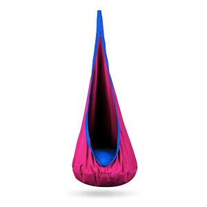 Hamac copii Neo-Sport, tip cocon, material rezistent, perna inclusa, 80kg, carlig inclus, roz, 140x55 cm