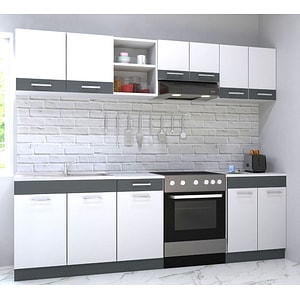 Set mobila de bucatarie Badenmob, seria sarona 240x190x52cm, alb/antracit