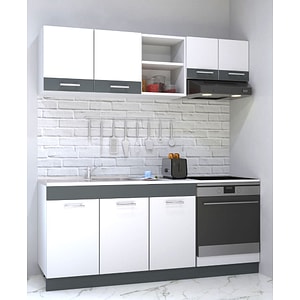 Set mobila de bucatarie Badenmob, seria sarona 180x190x52cm, alb/antracit