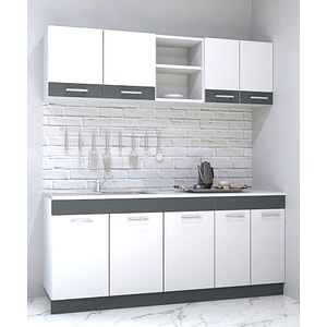 Set mobila de bucatarie Badenmob, seria Sarona 180x190x52cm, alb/antracit