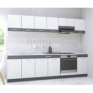 Set mobila de bucatarie BADENMOB, SERIA sarona 260x190x52cm, alb/antracit