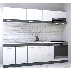 Set mobila de bucatarie Badenmob, seria sarona 240x190x52cm, alb/antracit