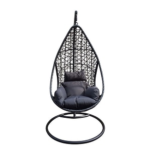 Fotoliu suspendat pentru gradina DacEnergy, dimensiuni 96 x 104 x 105 cm, structura otel/metal, culoare negru/gri
